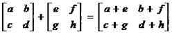 2x2 matrix addition formula